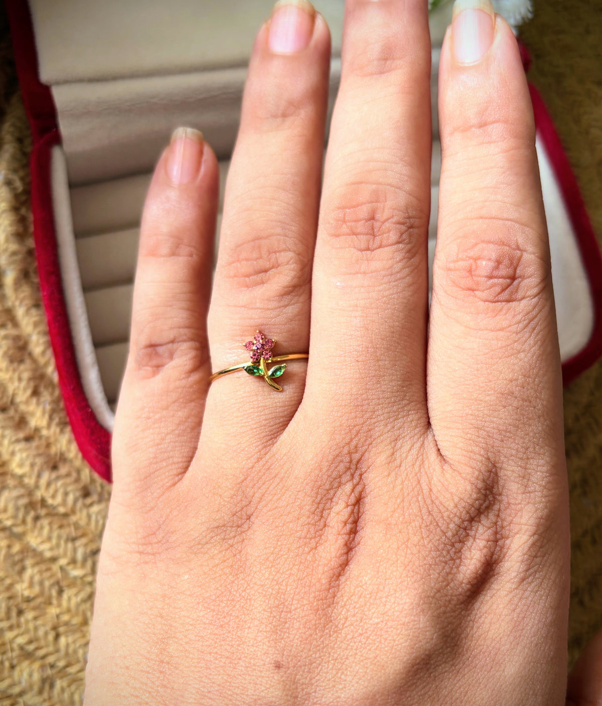 Pink Flower Minimal Ring