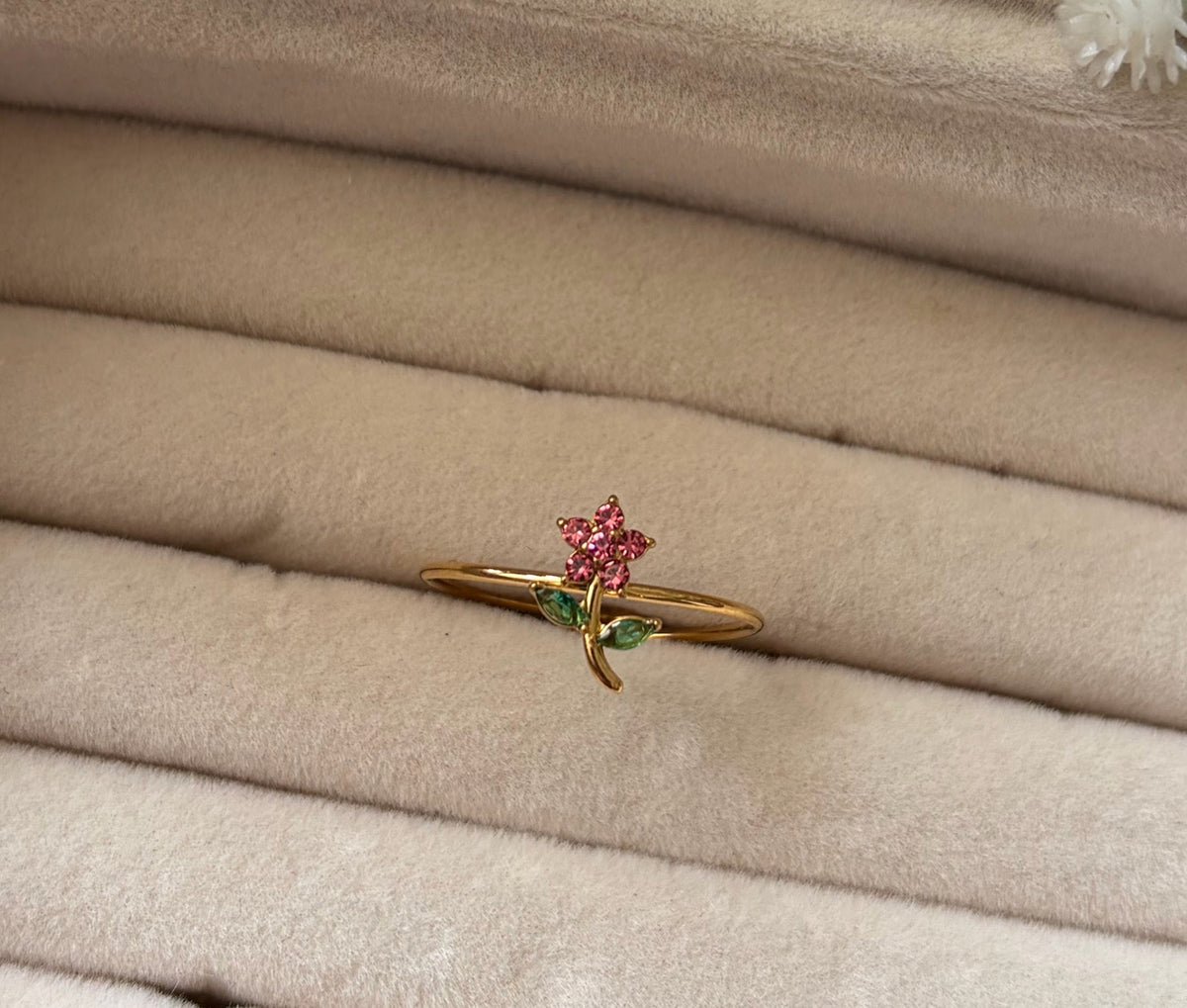 Pink Flower Minimal Ring
