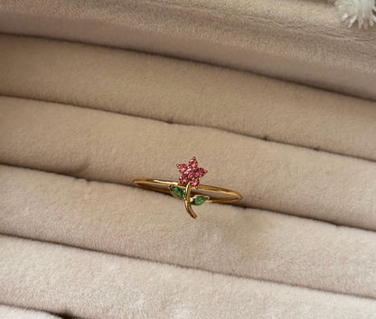 Pink Flower Minimal Ring